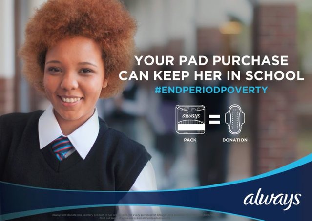 Proud of this important campaign from P&amp;G. <a href="/Always/">Always</a> UK is on a mission to #EndPeriodPoverty. Always will donate an estimated 5 million pads to help keep girls in school #IWD2018 # spr.ly/6013DTbjJ bit.ly/2FAweyJ #PGemployee