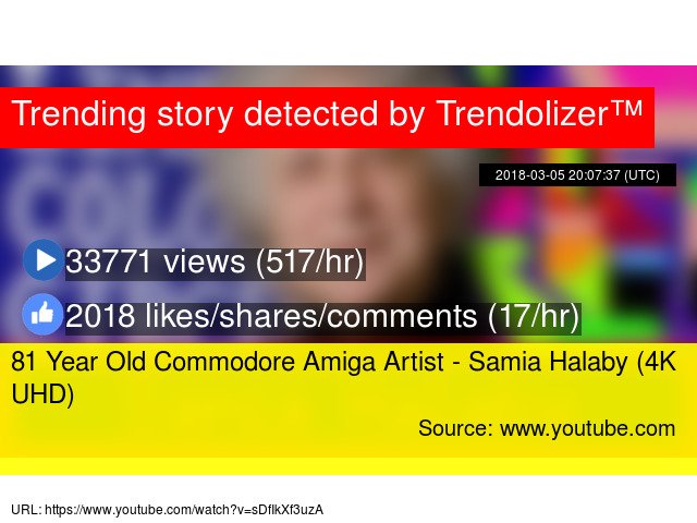 crowdolizer's tweet image. 81 Year Old #Commodore #Amiga#Artist - #SamiaHalaby (4K UHD) #renownedpainter #ArabWorldInstitute... crowdfunding.trendolizer.com/2018/03/81-yea…
