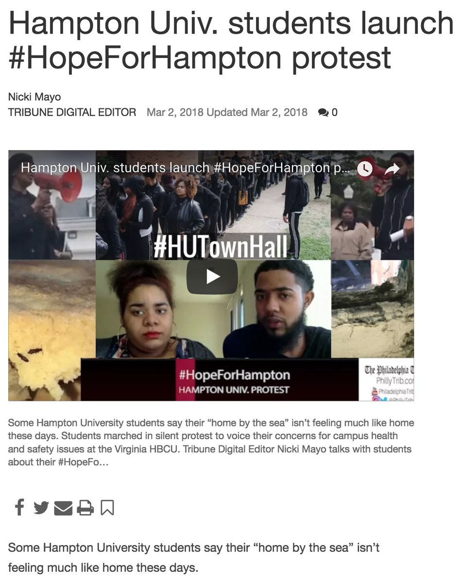 PhillyTrib's tweet photo. If you're listening to the discussion on the state of #HBCUs on @OnWURD's "Wake Up with WURD" we have detailed coverage of the #HopeForHampton protest and efforts to improve @_HamptonU https://t.co/XE55Gv43z4 #HUTownHall #HBCURising https://t.co/9tZIMkOq6v