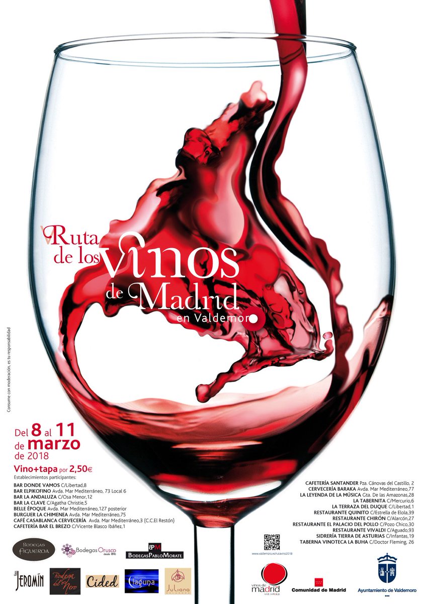 Ayto_Valdemoro's tweet photo. .@sera_alcalde @santymclain @fernandogggccc inauguran la V Ruta de los @VinosdeMadridDO en Valdemoro. Disfruta hasta el domingo de los mejores vinos de la @ComunidadMadrid en los 19 establecimientos participantes. Chato+tapa: 2,5 €. https://t.co/E4WdawL1t0 https://t.co/SSwuP0Hubo