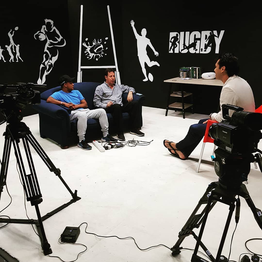 Thaamir Moerat <a href="/TalktoSales/">TalkToSales</a> interviewing @Tauriq365 and @King365ed <a href="/rugby365com/">Rugby365</a> for #InOurBlood #Rugby Documentary. inourbloodmovie.com