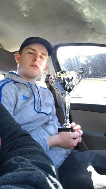 OfficialTTJU's tweet photo. @Macauley_22 @desmondlewibe @ConnorT9969 and T-Bone with our prize trophy 🏆🚗 https://t.co/95yxNh5Vk5