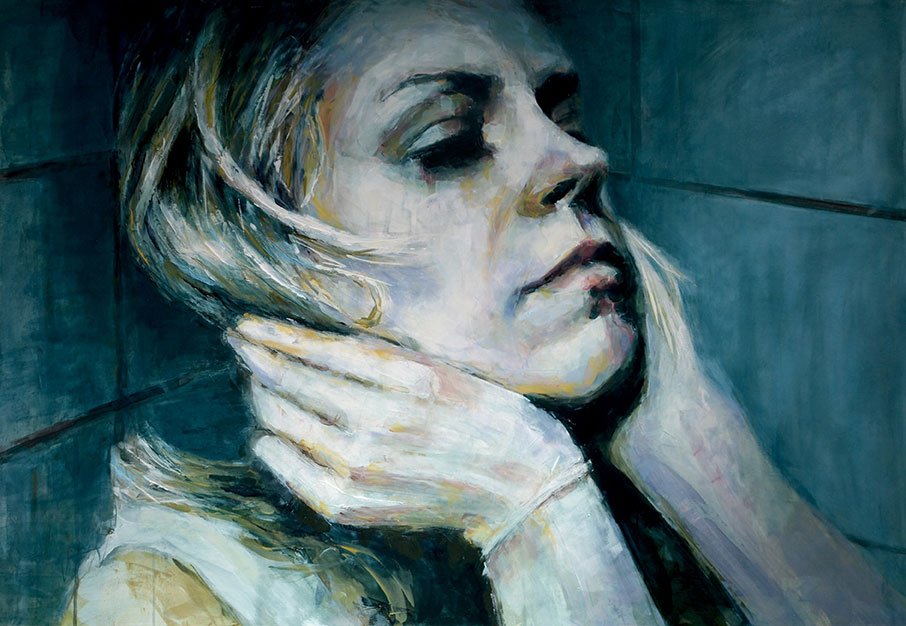 nettculture's tweet photo. Amazing #paintings from #London based figurative painter Sal Jones @senojlas at https://t.co/LFMnXHkhii "Here I Am", oil on linen, 100 x 70cm, 2017, ยฉ Sal Jones #art https://t.co/7PNIuw95eH