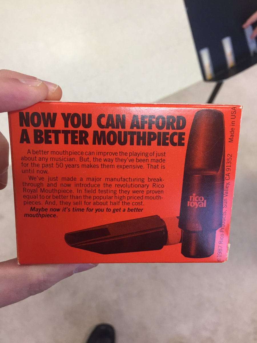 In honor of heading to <a href="/saxalliance/">NASA</a> conference #NASA2018, check out this old box of #ricoreeds. Also, <a href="/NewThreadQtet/">New Thread Quartet</a> plays Sat 11am!