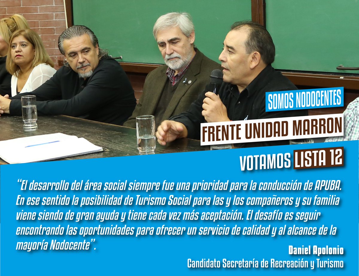 Lista12_APUBA's tweet photo. Experiencia y trayectoria: 2 de las claves de la lista 12. El 15/3 votamos Frente Unidad Marrón @AVP1965 https://t.co/uRGrguStBj