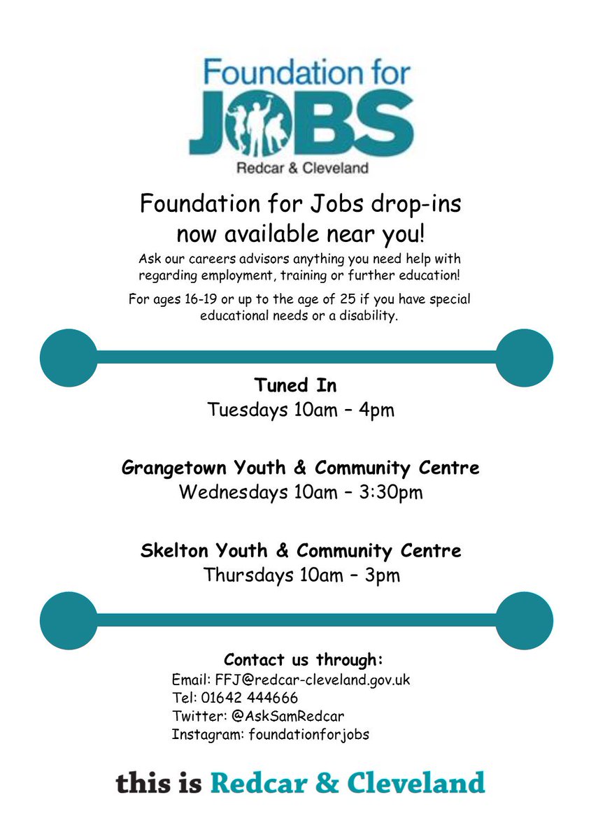In need of some employment, training or further education advice? Come and speak to one of our careers advisors! #RedcarandCleveland #Northeast