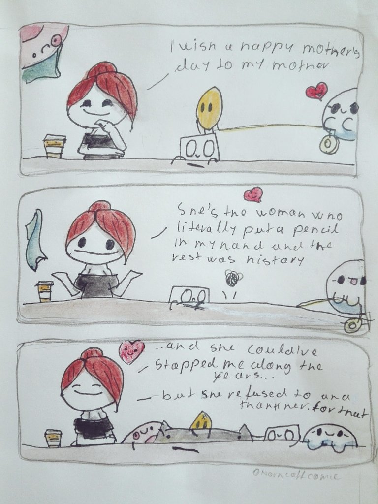 MornCoffComic's tweet photo. Running a comic makes it partially easier making a gift for your mom.
#MothersDay2018 #MothersDayGifts #ilumom #comic https://t.co/8KkzxyTvK7