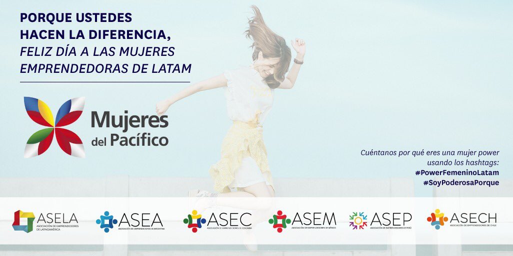 MujeresPacifico's tweet photo. Hoy es día de celebración!! enviamos un abrazo a todas las mujeres trabajadoras y emprendedoras de América Latina, nunca es tarde para conseguir nuestros sueños. Todas somos mujeres fantásticas! Cuéntanos que eres una mujer power usando #PowerFemeninoLatam y #SoyPoderosaPorque https://t.co/ZUs4xjPqng
