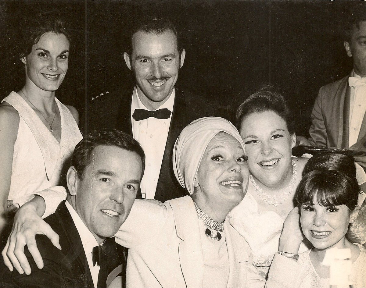 SingingHillary's tweet photo. THROWBACK THURSDAY: HELLO DOLLY 1965 TONY AWARDS  at Waldorf Astoria before they were televised.  R to L: Alice Playten, Mary Jo Catlett, Carol Channing, Chuck Karel (standing), Gower Champion, &amp; Jane Karel.  We were up for 11 Tony Awards and we got them all! https://t.co/C434Oc5XrR
