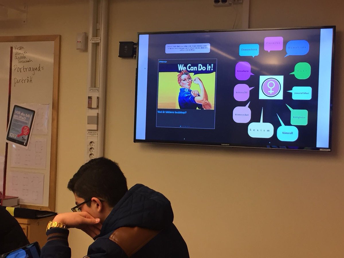 Eleverna på @stenkulaskolan uppmärksammar #internationellakvinnodagen. Vi utgår från den iBook  <a href="/EmmaViqueAbra/">Emma Abrahamsson</a>, @Bellmina_O och jag skapat för att erbjuda eleverna ett ämnesöverskridande läromedel där språkutveckling och bfl integreras och synliggörs