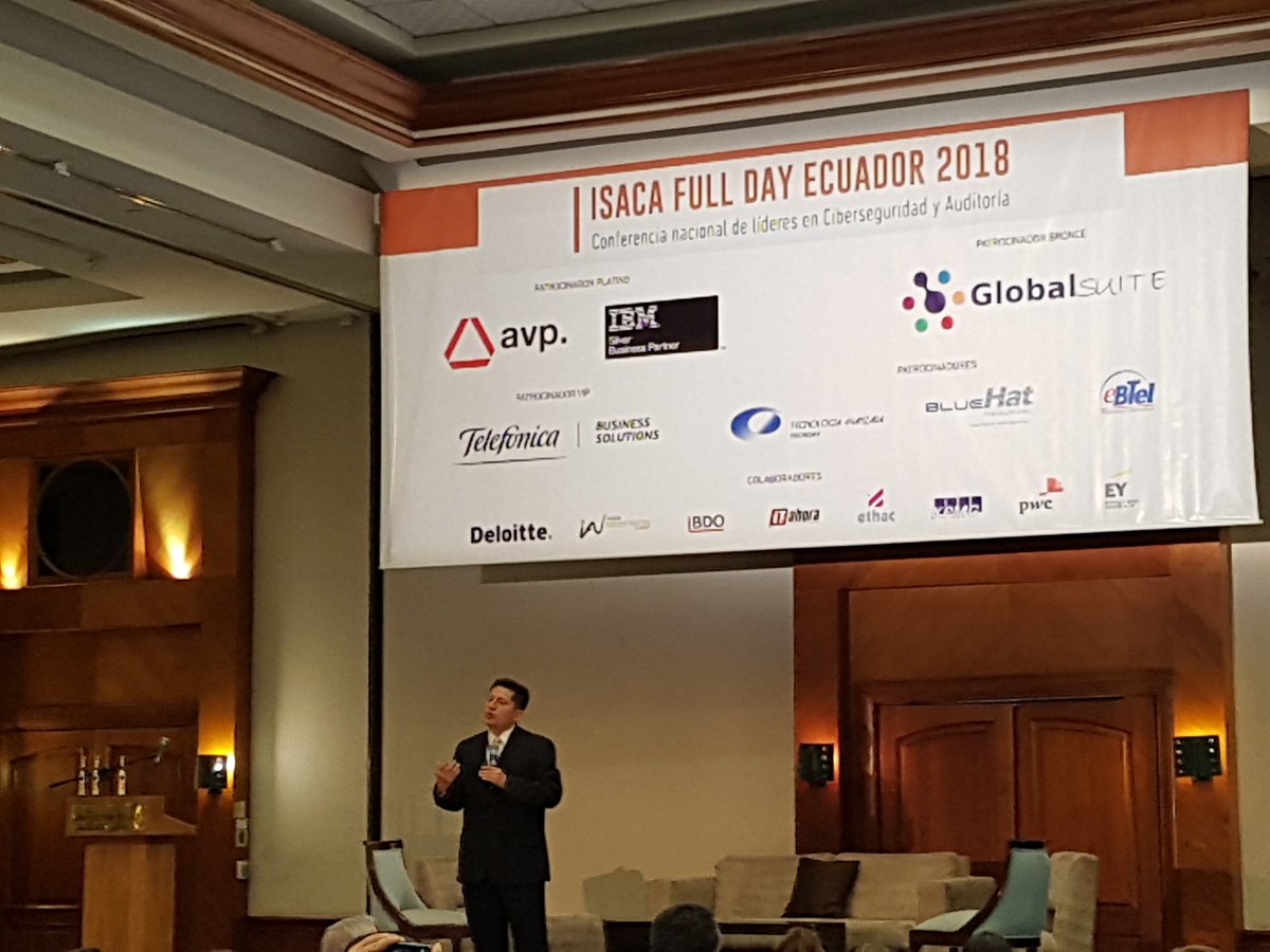 Itahora's tweet photo. Camino a seguir es la ISO 232001 para la ciberseguridad señala @mariourena en el #ISACAFULLDAYec @isacaEC https://t.co/TB3qIL3zVC