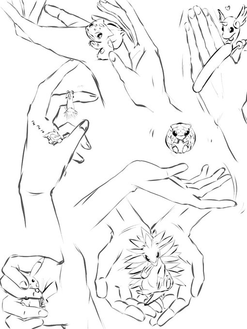 #一日一絵
昨日の手に、ポケモンをくわえてみた 