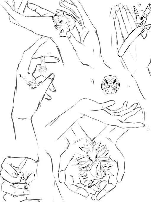 #一日一絵
昨日の手に、ポケモンをくわえてみた 