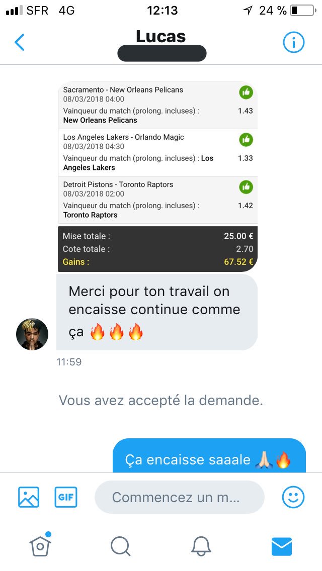 Azar_Nba's tweet photo. Pour rappeler qu’ici on encaisse 💰🔥 #NBA #TeamParieur #Prono #TeamAzar https://t.co/iNeFSwY2e3