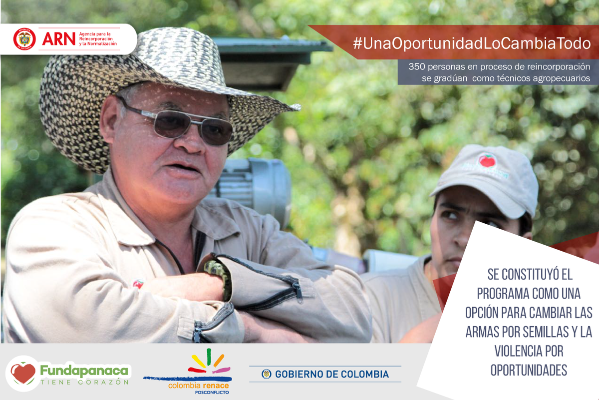 ARNColombia's tweet photo. Esta es la opción para cambiar las armas por semillas y la violencia por oportunidades. #UnaOportunidadLoCambiaTodo https://t.co/05vCZ9D2Eg