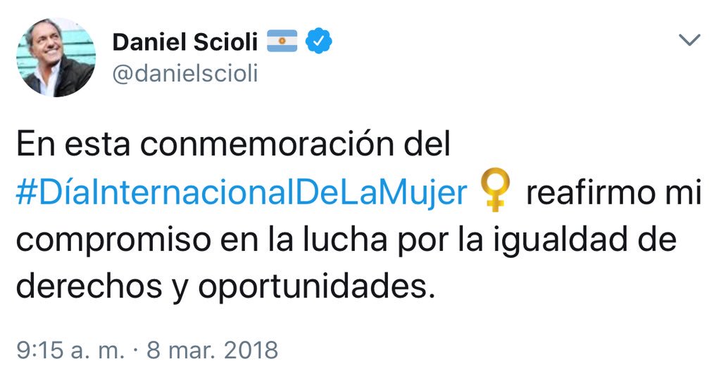 Igualdad de derechos y oportunidades para todas menos para la última novia (a la que quiso obligar a abortar), para la ex mujer (a la que expuso como adorno durante la campaña a pesar de estar separados) y para la hija (reconocida a los 15 años después de un juicio de filiación).