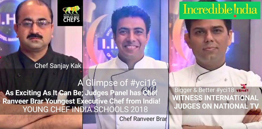 Mahek_IIHMKol's tweet photo. T 1197 - A Glimpse of #YCI2016, witness international judges panel in this season. #StayTuned
Young Chef India Schools 2018 @IIHMHOTELSCHOOL As Exciting As It Can Be; Judges Panel has Chef Ranveer Brar Youngest Executive Chef from India!
@subornobose @ranveerbrar @ChefKak https://t.co/pBgTjNE2Hw