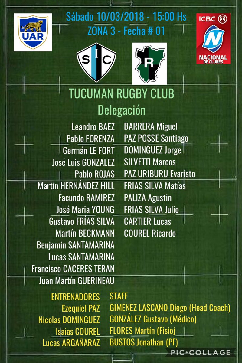 Este Viernes 09/03 parte la Delegación de <a href="/TucumanRugby/">Tucuman Rugby Club</a> rumbo a Bs As por la 1ra Fecha del Nacional de Clubes, para jugar vs <a href="/SanIsidroClub/">San Isidro Club</a>. Buen Viaje Muchachos!!!!  #VamosVerdinegro