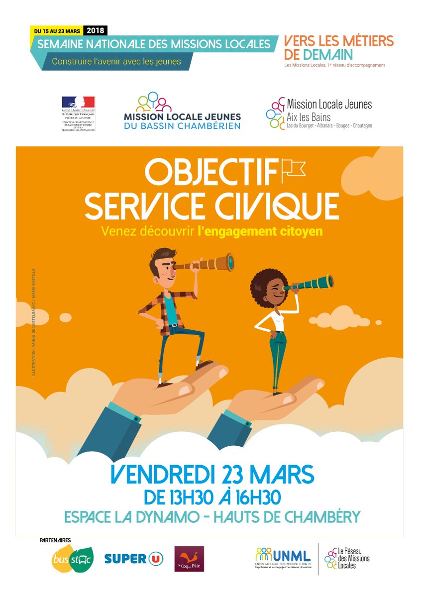 #SemaineMLChambé Le 23 mars, place au #ServiceCivique ! RDV à la <a href="/DynamoChambery/">La Dynamo Chambery</a> pour découvrir le dispositif de l'engagement citoyen !  ➡️ bit.ly/2oQNQvH