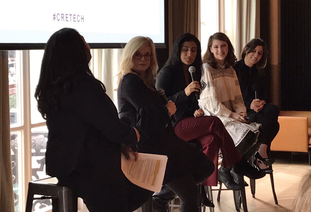 Excellent group of ladies at <a href="/WeWork/">WeWork</a> this AM leading the discussion at {HER}oic! 👍🏻Pictured: Lindsay Fierro of <a href="/NAIGlobal/">NAI Global</a>, <a href="/EmilyGoBlueLine/">Emily Line</a> of RPR, @Poonammathis of @Stealthforceco, Francesca Loftus of <a href="/iamhom_/">hOM</a> &amp; <a href="/carenmaio/">Caren Maio</a> of <a href="/nestio/">nestio</a> #IWD #CREtech #TheCREtechMovement