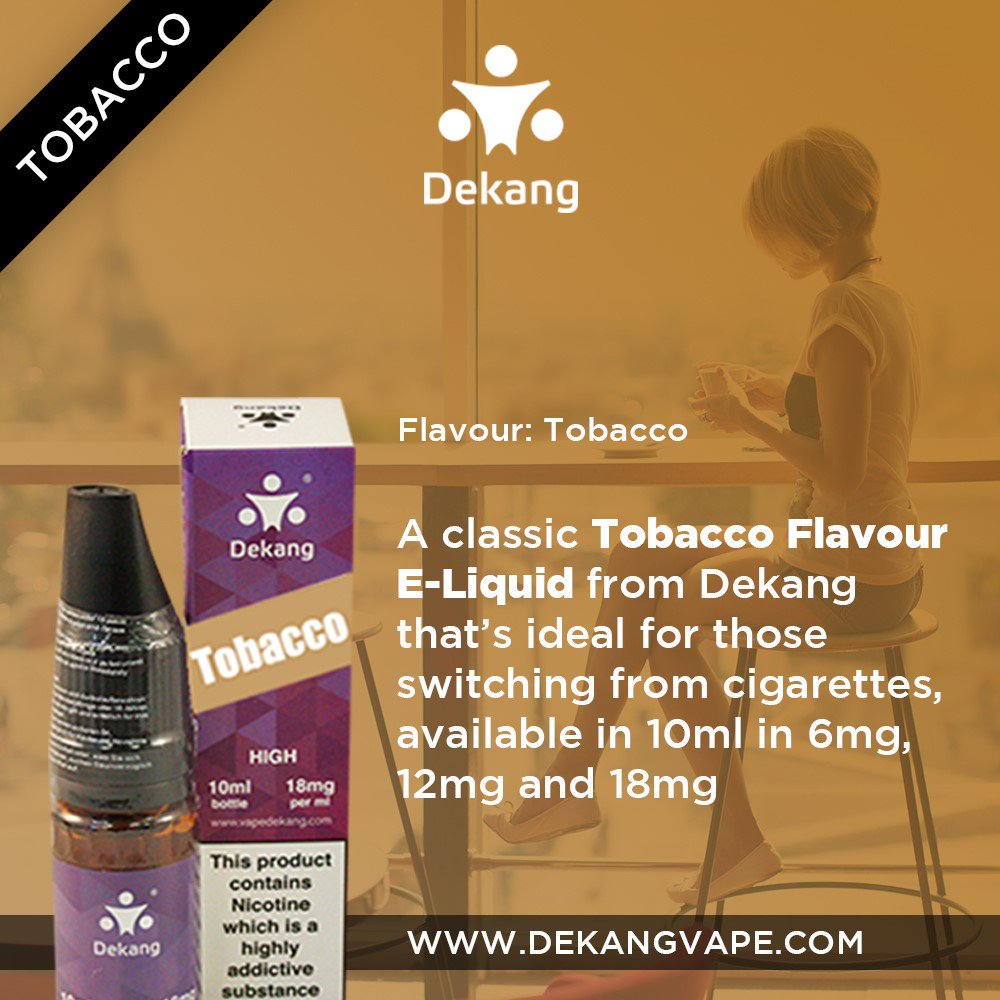 Brand new Dekang 50/50 e-Liquids available now! Tobacco Flavour profile: Perfect for those looking for a realistic and authentic E-liquid. Available in 6mg, 12mg and 18mg at dekangvape.com #vape #new #products #shopnow #Tobacco #vaper #smoke
