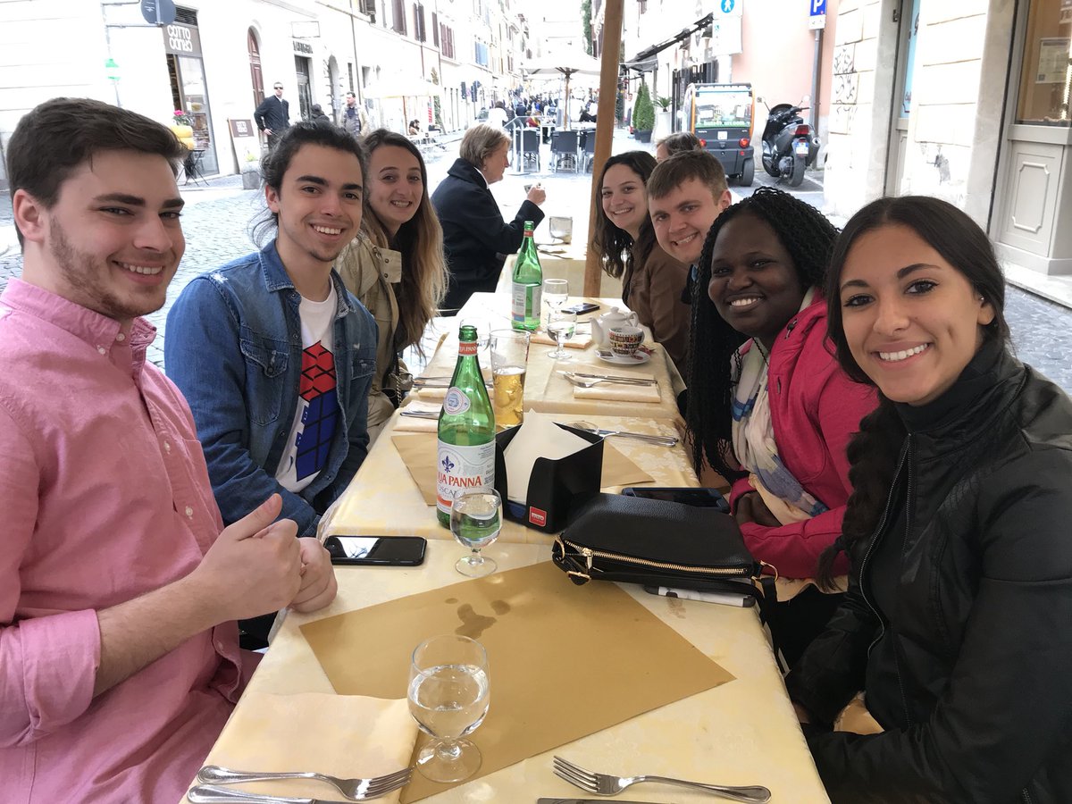 JCUgazingwomen's tweet photo. Quick lunch to give us energy for our afternoon walk through Rome! We have beautiful weather for our first day in Italy’s capital! https://t.co/D5SVFRJJ2I