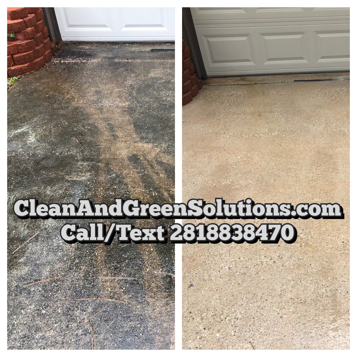 dougrucker1's tweet image. Which driveway surface would you rather use at your house every day?  The choice is yours so call or text 281-883-8470 if your choice is clean!  cleanandgreensolutions.com. #drivewaycleaning #PressureWashHouston #chooseclean
