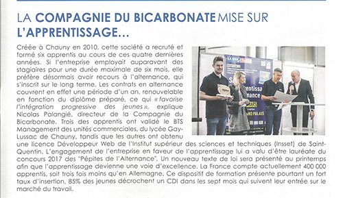 "La Compagnie du Bicarbonate mise sur l'#apprentissage" Picardie - La Gazette 13/02/2018 bit.ly/2HjnASx