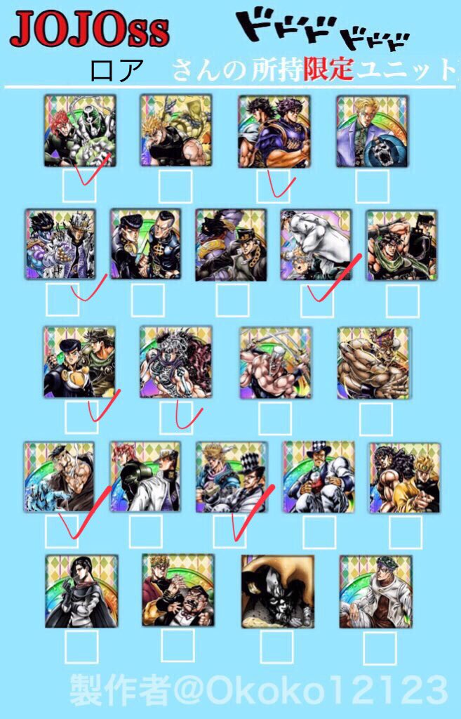 Jojoss限定ユニット一覧