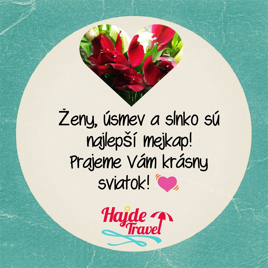 HajdeTravel's tweet photo. 👄🌞💃#mdž 🌸 Ale nie len dnes majú ženy sviatok. 😉

Ak potrebujete svoju dávku slnka a dobrej nálady, šup na náš web. 💁
🌻 https://t.co/E4EIodmafu 🌻

#travelagent #cestovnaagentura #womensday #hajdetravel #travel #flowers #greetingcard https://t.co/QyAmJNJxDV
