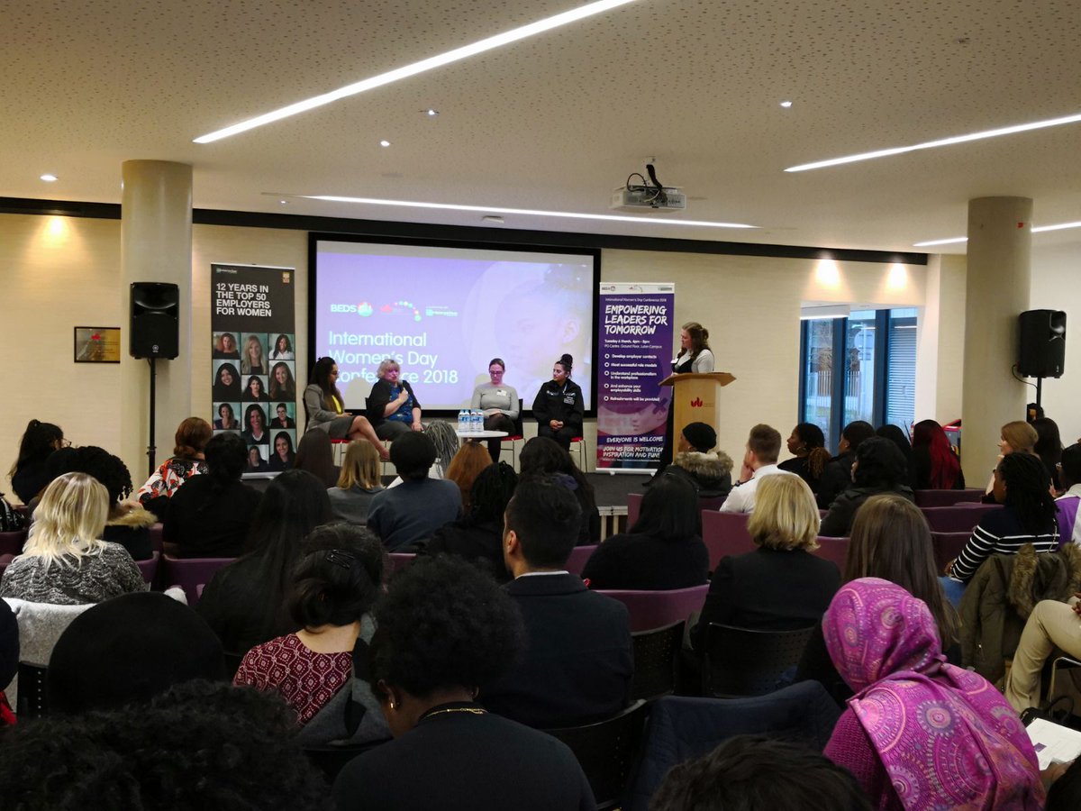 BedsSU's tweet photo. 📸 from International Women's Day Conference 2018 at @uniofbeds 

Our current Elected Officer @Beds_VPEquality hosting the panel at the event run in conjunction with the Careers &amp; Employability Service and Enterprise Rent-A-Car!

Empowering leaders for tomorrow! https://t.co/2BysAJscED
