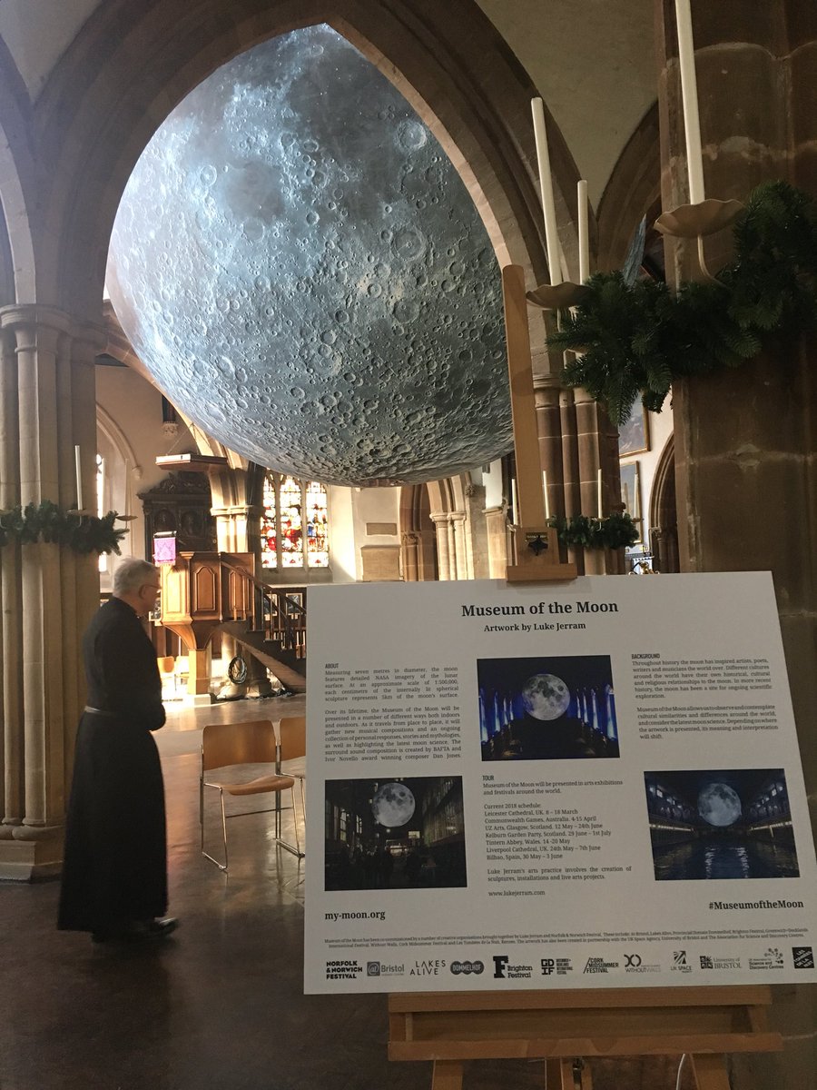 lukejerram's tweet image. #MuseumOfTheMoon has landed into @LeicsCathedral for @ScienceWeekUK . It’s at dusk, when it gets dark that the real magic begins though.