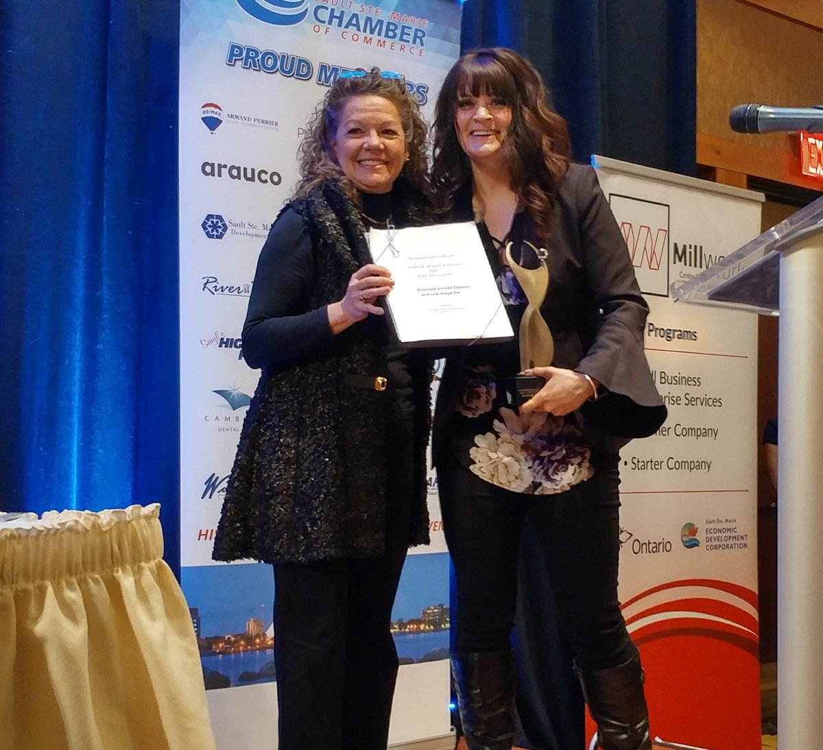 Congratulations to this year's ATHENA Leadership Award recipient, <a href="/MonicaDale11101/">Monica Dale</a> . Thank you to award sponsor, <a href="/SaultCollege/">SaultCollege</a> #ssmcoc #saultbusiness