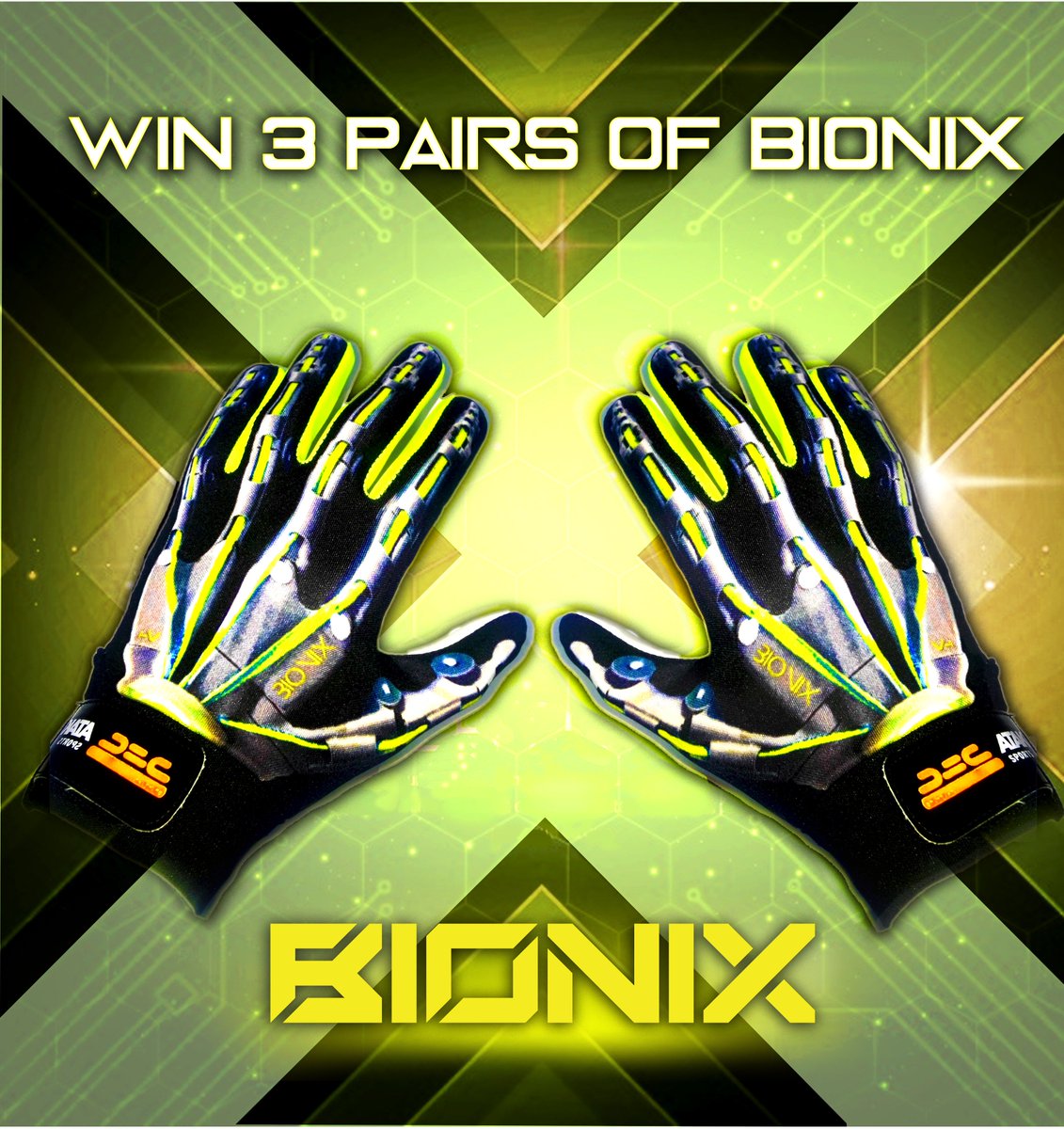 AtakSport's tweet photo. To mark the launch of our 9th football glove in the Atak range, we're giving away 3 pairs of the brand new Bionix! Just RT &amp; Follow to enter and be one of the first to own a pair of Bionix!! https://t.co/hQJcPqA5zD