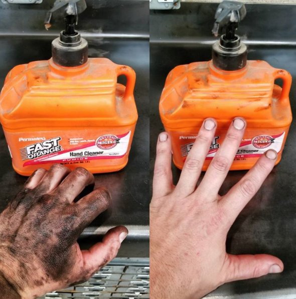 Permatex on X: Great before & after from @tools365 on Instagram. 1 gallon  bottles of #FastOrange Pumice Hand Cleaner are now only $9.99 at  @oreillyauto #permatex #garage #car #cars #autorepair #automotivelifestyle  #greasemonkey #