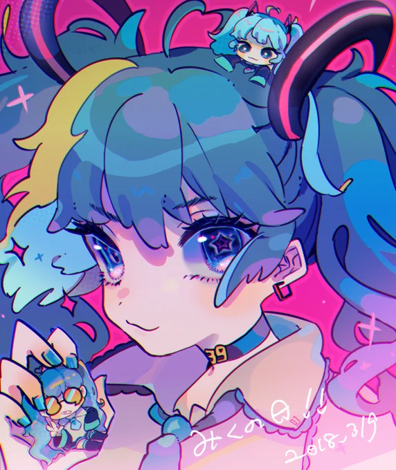 ミクちゃんおめでとう～～✨
#ミクの日
#ミクの日2018 