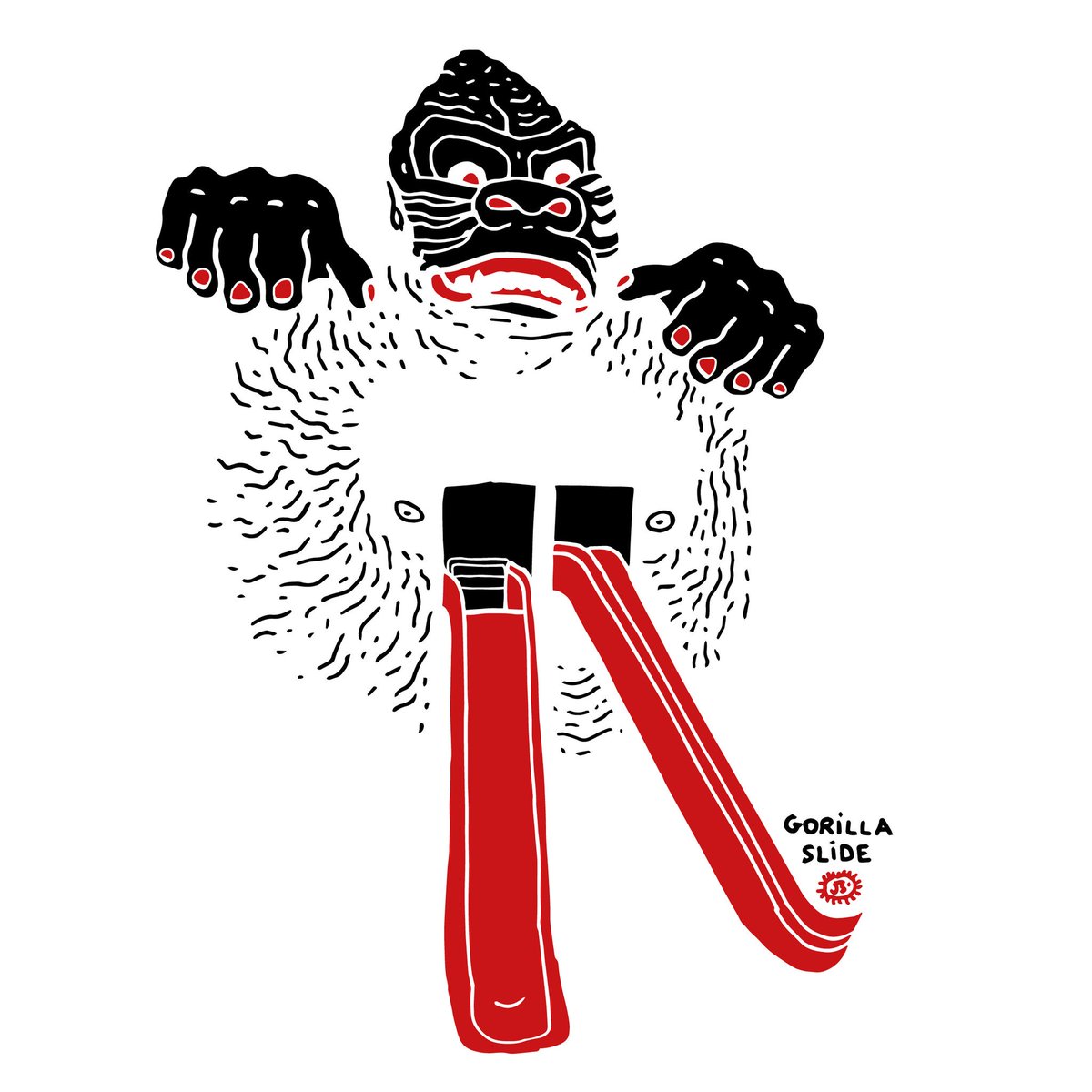 JulieB60's tweet photo. GORILLA SLIDE
#illustration #gorilla #attraction #spain #kong #kingkong #fear  #monkey #black #slide #kids
#graphicdesign #illustrationsdaily #キングコング #giant #town #iconic #animal #王 #gorille #singe #monkey #ゴリラ #愛 #lovestory #gorilla #king #colossal #blackink https://t.co/adXpNdYl2m