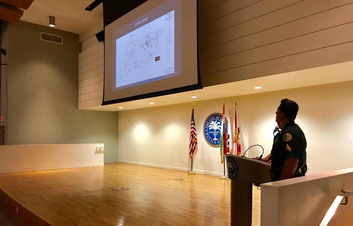 Happening Now: Our Special Events Unit is doing a great job informing the community of what <a href="/MiamiPD/">Miami PD</a> is doing to address safety, traffic concerns, etc. during Ultra weekend. #SafestCity