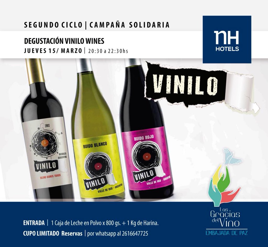 ¡Los esperamos! <a href="/ViniloWinesMDZ/">Vinilo Wines</a> #DegustaciónSolidaria #QueSeaPaz #QueSeaRock 🍷🤙🏻