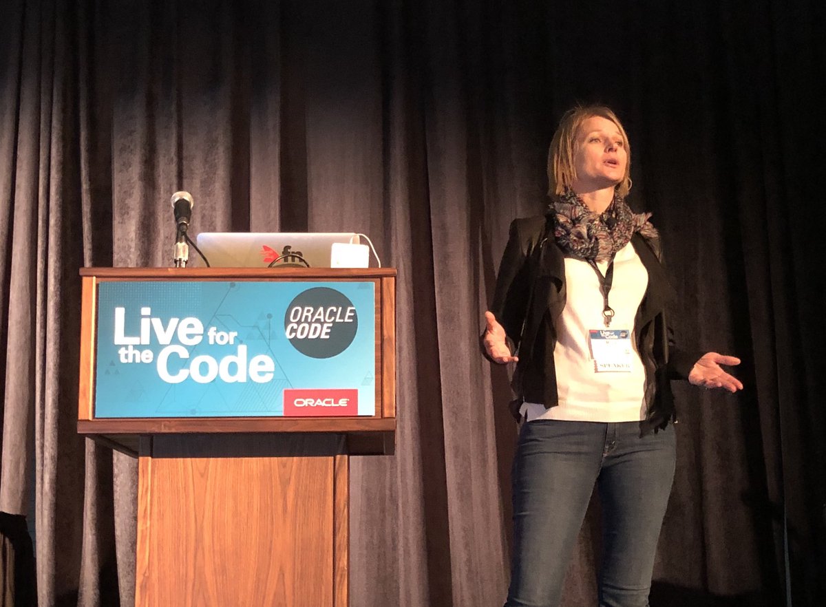 OracleDevs's tweet photo. Maria Kaval, Oracle VP, on Building a #Chatbot Frontend for #Blockchain Transactions and #Serverless Functions #APIs at #OracleCode New York https://t.co/o2oBFzNLEK