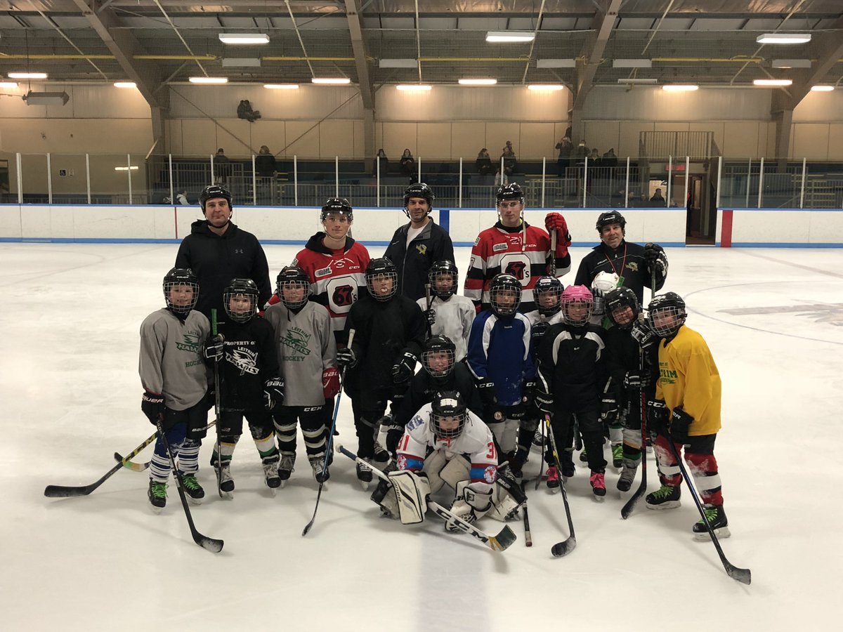 GdotAmiel's tweet photo. Last night the @Ottawa67sHockey Seva Losev & @Carterr_2 visited #Prospects Goal Celebration Contest Winners at their practice! Congrats @LeitrimMHA Hawks, hope you had a blast, we look forward to showing your goal celebration video at the game on the 11th! #50for50 #67sCommunity https://t.co/LxedwjEin0