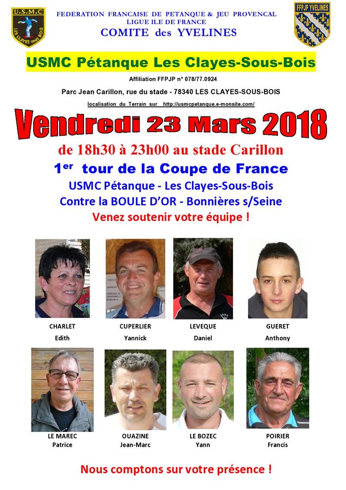 USMC_78's tweet photo. #pétanque #clayessousbois - Venez nombreux pour encourager votre équipe ! https://t.co/Lp1Hdua01r