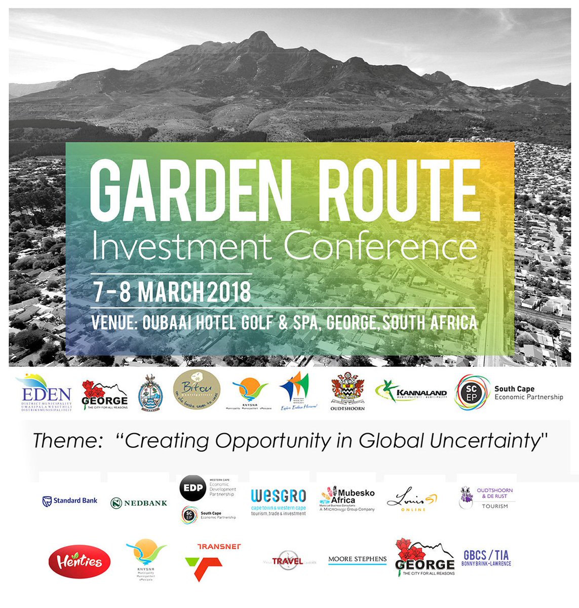 gric2018's tweet photo. Mayor Booysen extended a special word of gratitude to all investors who attended the event when he said:  "You were here because you care and want to #invest in our district. The hard work starts now". #InvestmentConference #InvestGardenRoute https://t.co/O5jEs8sOU4