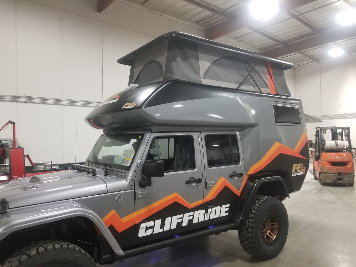 Jeepfastback's tweet photo. @offroadelements check out our all new FE4 Jeep Wrangler, seats 4, sleeps 4, cook, eat, sleep, shower, #cliffride, #Americanfastbacks keep up the great post! https://t.co/1dp21f7Hab