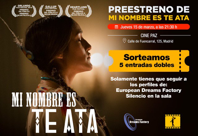 Con motivo del #DiaDeLaMujer sorteamos entradas PREESTRENO de #MiNombreEsTeAta una película donde el valor y la virtuosidad de una mujer consigue unir dos culturas contrapuestas. Sigue a <a href="/silencio_sala/">Silencio en la sala</a> y <a href="/EuropeanDreamsF/">European Dreams Factory</a> y dinos con quien te gustaría ir! dozz.es/befi03