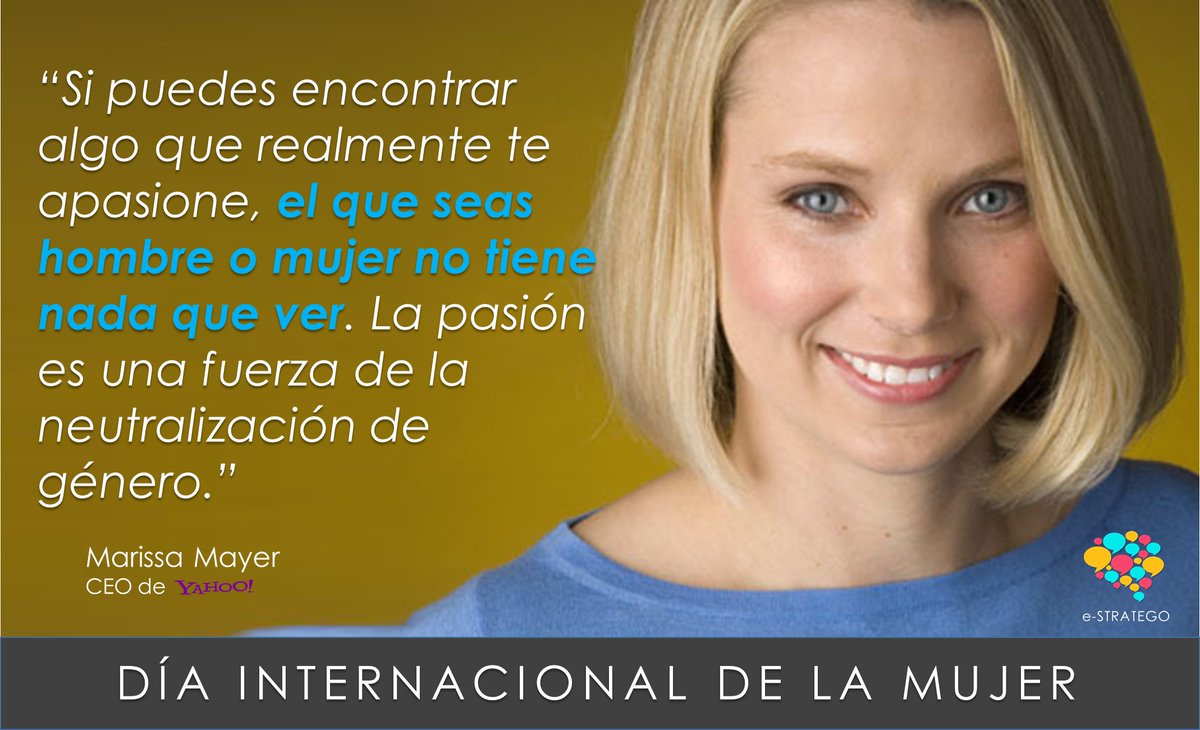 eStratego_esp's tweet photo. “Si puedes encontrar algo que realmente te apasione, el que seas hombre o mujer no tiene nada que ver. La pasión es una fuerza de la neutralización de género.”

#InternationalWomensDay 
#internationalwomensday2018 
#DiaInternacionalDeLaMujer 
#DiaInternacionalMujer https://t.co/CoUGUSqKBh