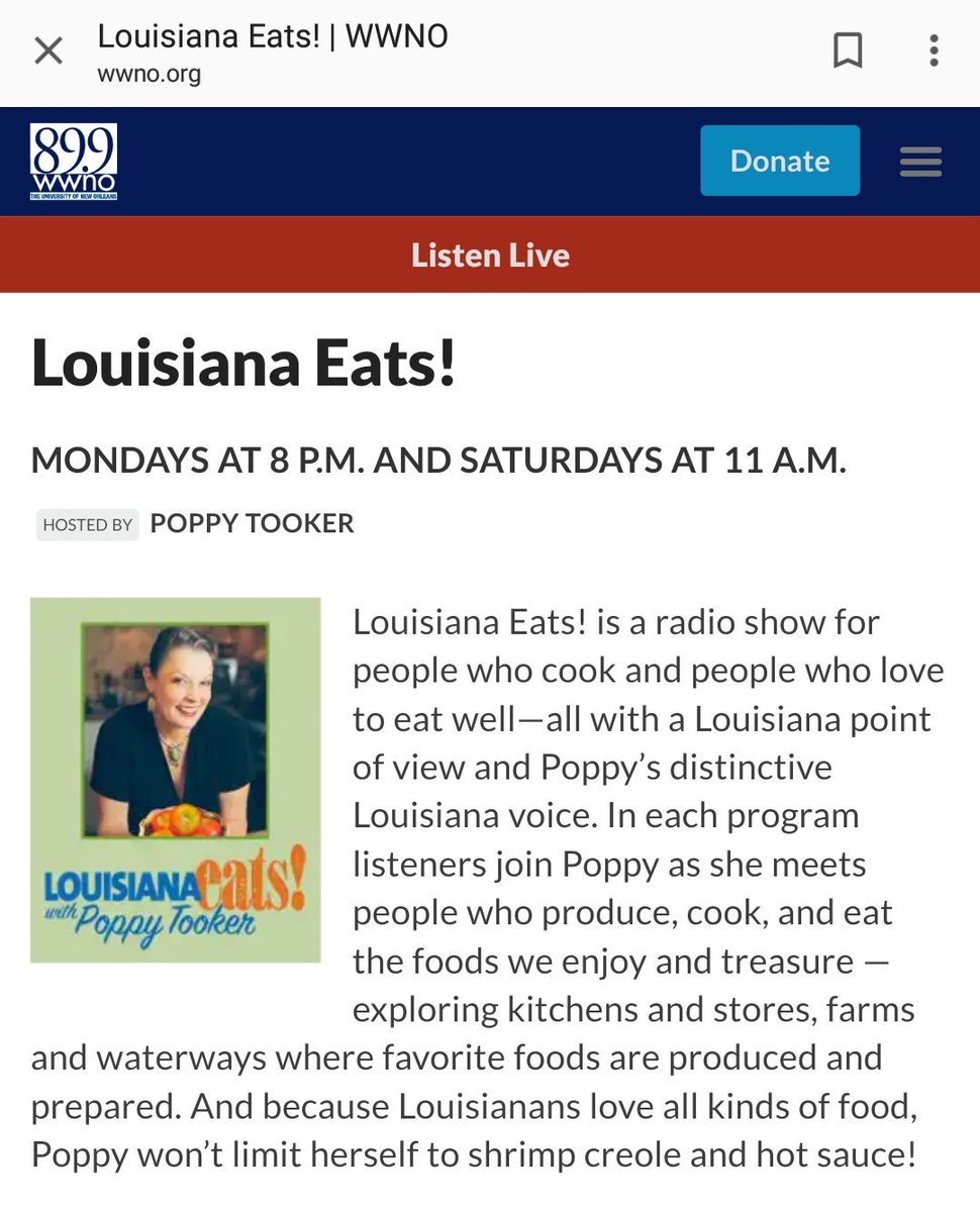 Why did @WWNO move @LouisianaEats from 11am and not tell us!? I need my Saturday mornings of local food, AND music with @MusicInsideOut!! It's bad enough there's no more @SplendidTable, don't take @poppyt from us too! I'm very displeased about this. That national show is boring.