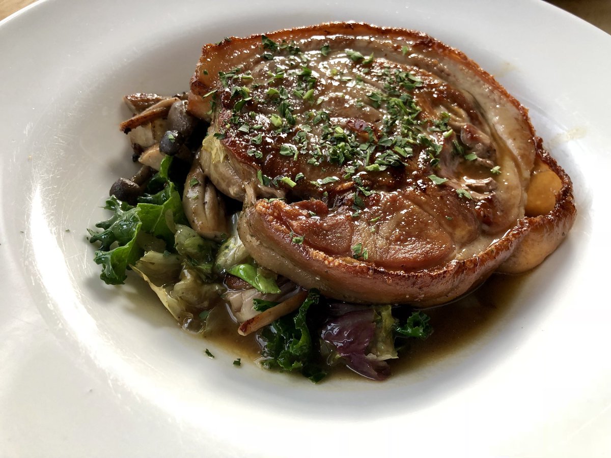 animalechicago's tweet photo. Pork Shoulder Steak with Roasted Mushrooms and Greens just one of our new menu items here at Animale, come check out all the others and the new market area. https://t.co/uNEOfw0MHO