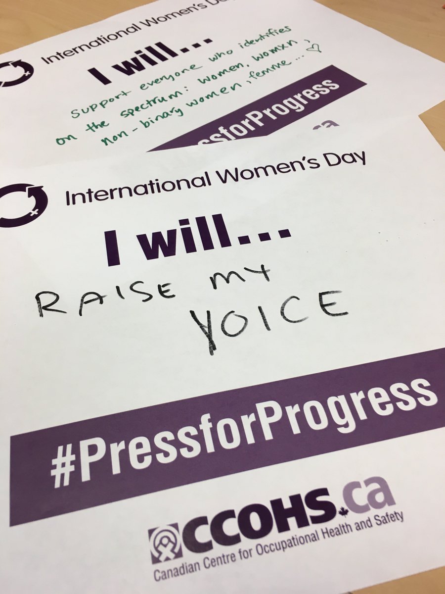 CCOHS's tweet image. Today at CCOHS, on #InternationalWomensDay, we celebrated and supported the efforts of women in Canada and around the world in our ongoing #PushForProgress to accelerate #genderparity in the workplace and beyond.  #IWD2018 #TimeIsNow