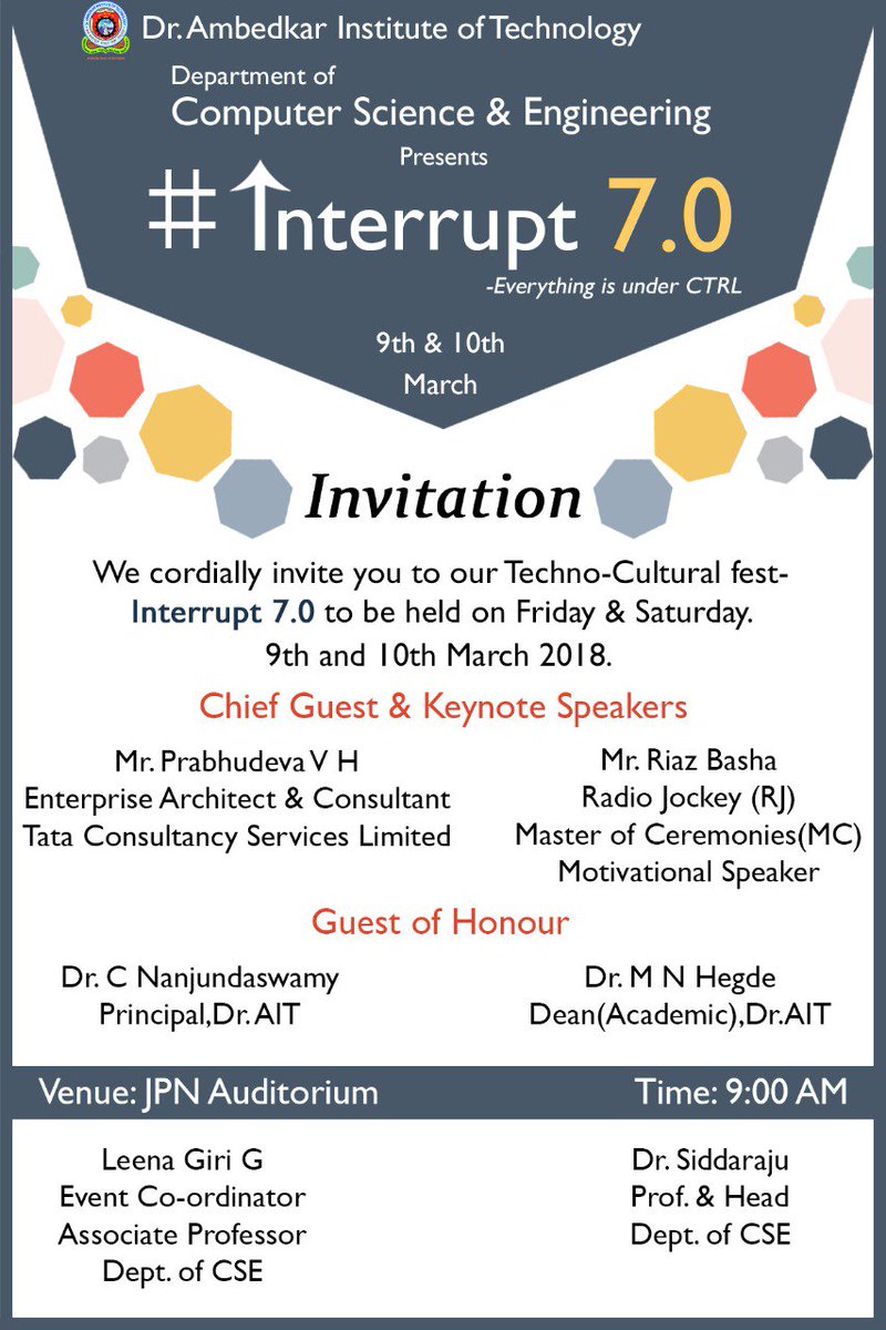 interrupt7_0's tweet photo. You're all invited for @interrupt7_0 happening tomorrow! #interrupt7
#tcs #prabhudeva #rjriaz #riazbasha #drait #festsofdrait #computerscience #technofest #technoculturalfest #cse #engineers #departmentofcse #eventsofMarch #departmentfest https://t.co/trIrJccYsb
